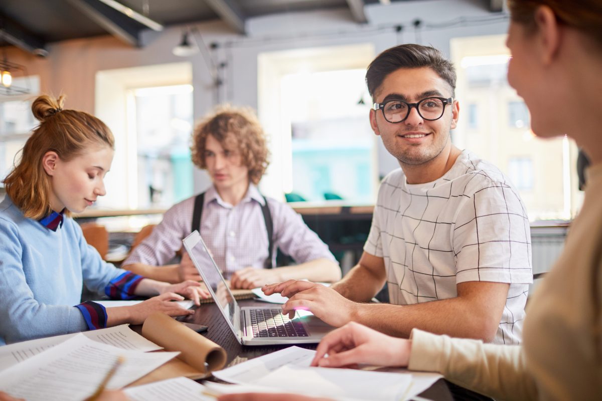 Small business employees strategizing