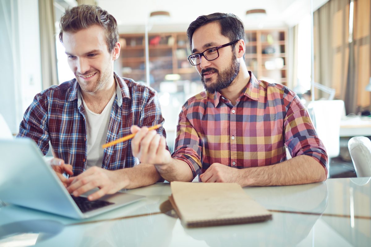 Small business employees working together