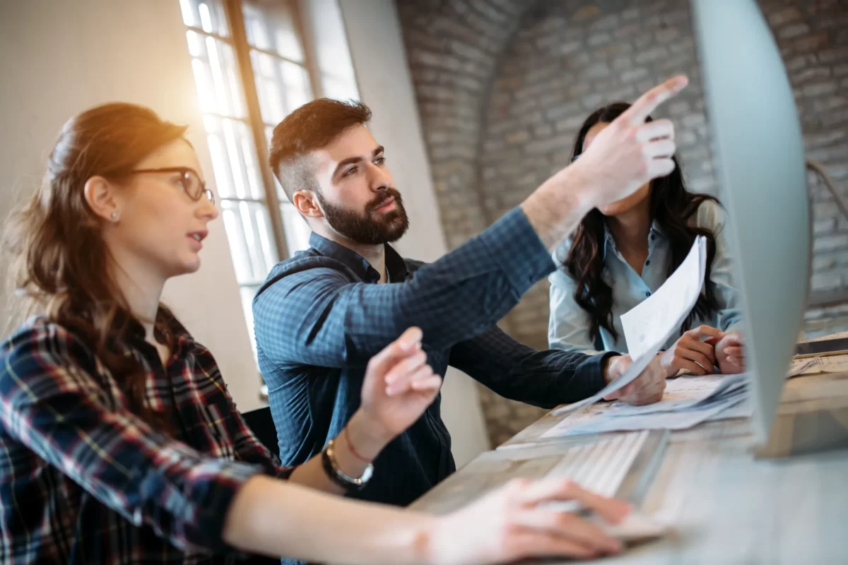 Coworkers working together