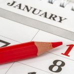 Calendar with red January 1